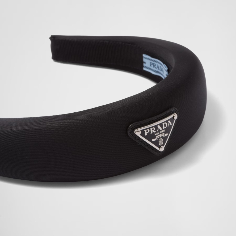 Prada Black Padded Headband with Triangle Logo - Picture 9 of 16